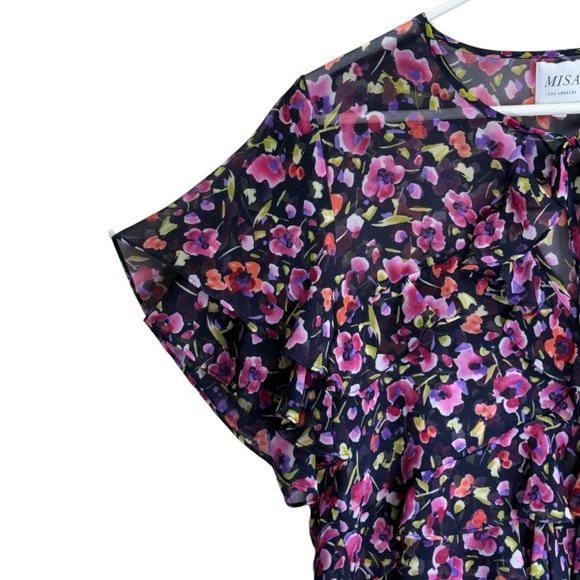 Misa Los Angeles by Revolve Black Floral Sheer Top. Size S - Picture 4 of 16